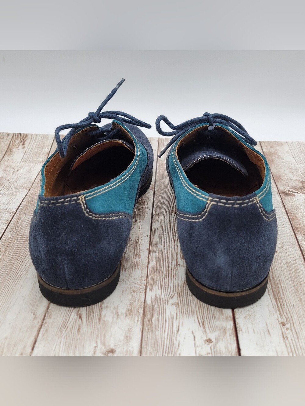 Sofft Alexandra Suede 2 Tone Oxford Shoes Teal Navy Size 8 8M Leather - Picture 5 of 11